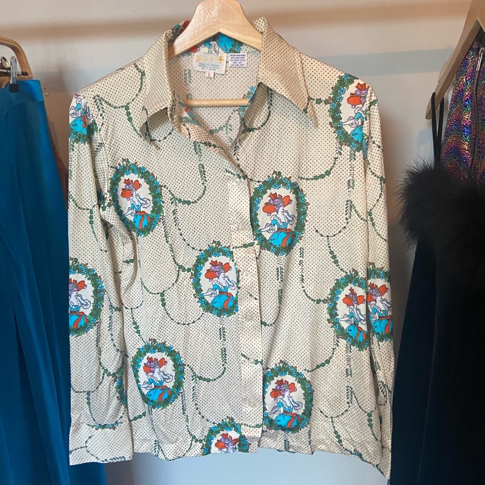 vintage 70s printed blouse